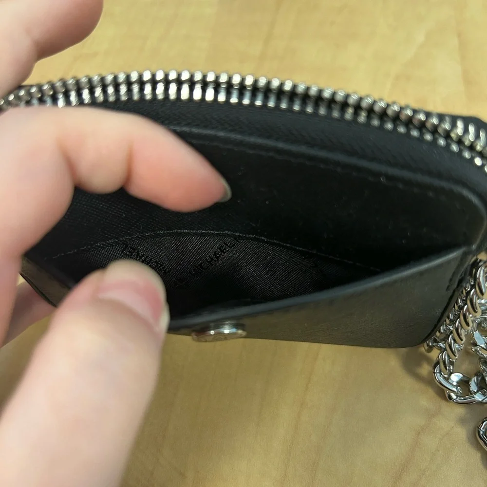 Michael Kors Black Saffiano Leather Zip Wristlet with Chain Strap - Picture 5 of 5